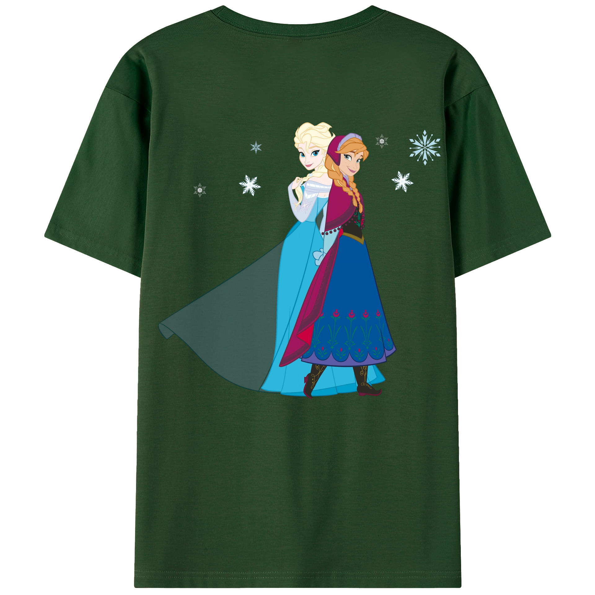 （画像用） アナと雪の女王 アンナ エルサ Frozen Anna Elsa 綿100％半袖Tシャツ（背面プリント）